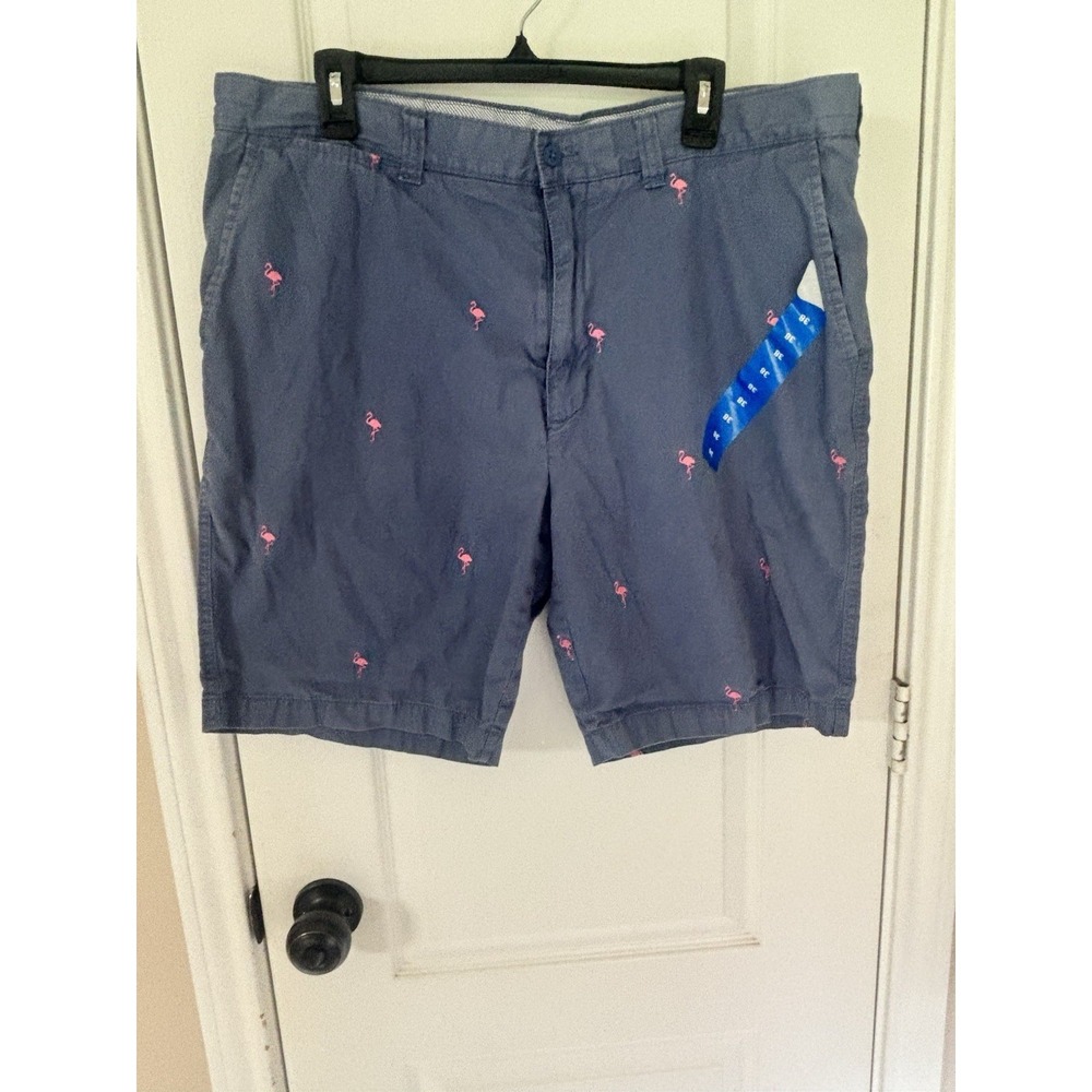 NWOT Cremieux Madison Men's 38 Navy Chino Shorts Pink Flamingo 100% Cotton